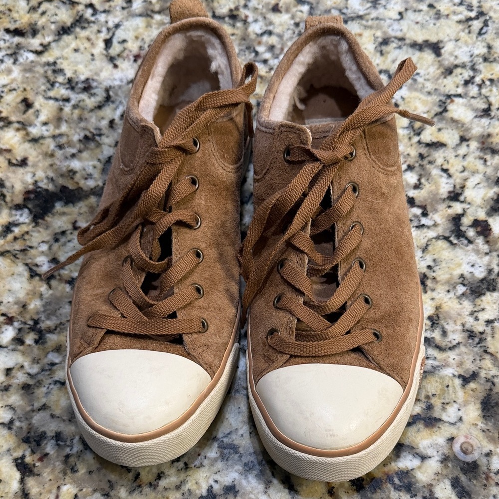 UGG Tan and Cream Suede Sneakers